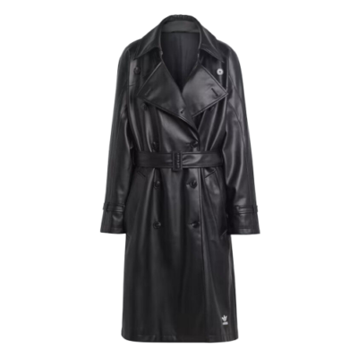 Adidas Originals faux leather belted trench coat black II6083