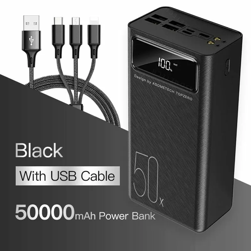 Large Capacity Portable Charger,50000mAh External Battery Power Bank,Dual  Output Port USB-C High-Capacity External Battery Pack Compatible with  iPhone, Samsung, iPad, and More. 