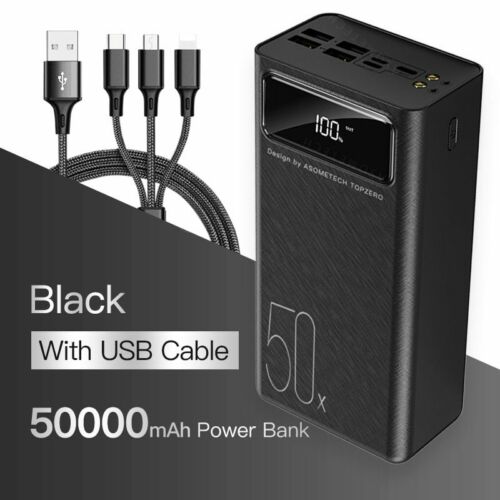 Power Bank 50000mah Dual Usb Black White Spare Portable External Battery Charger - Afbeelding 1 van 16