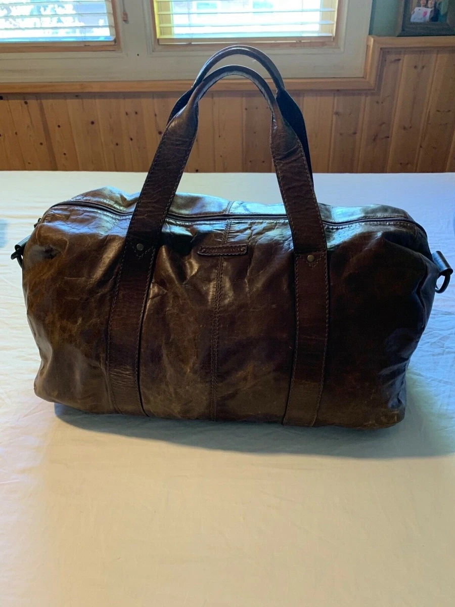 Genuine Brown Leather Fossil Duffle Bag! Well loved, but in great  condition! | eBay