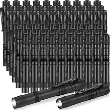 1/ 60 PCS LED Flashlight Pen Light Mini Handheld Torch Clip Pocket Lamp AAA USA