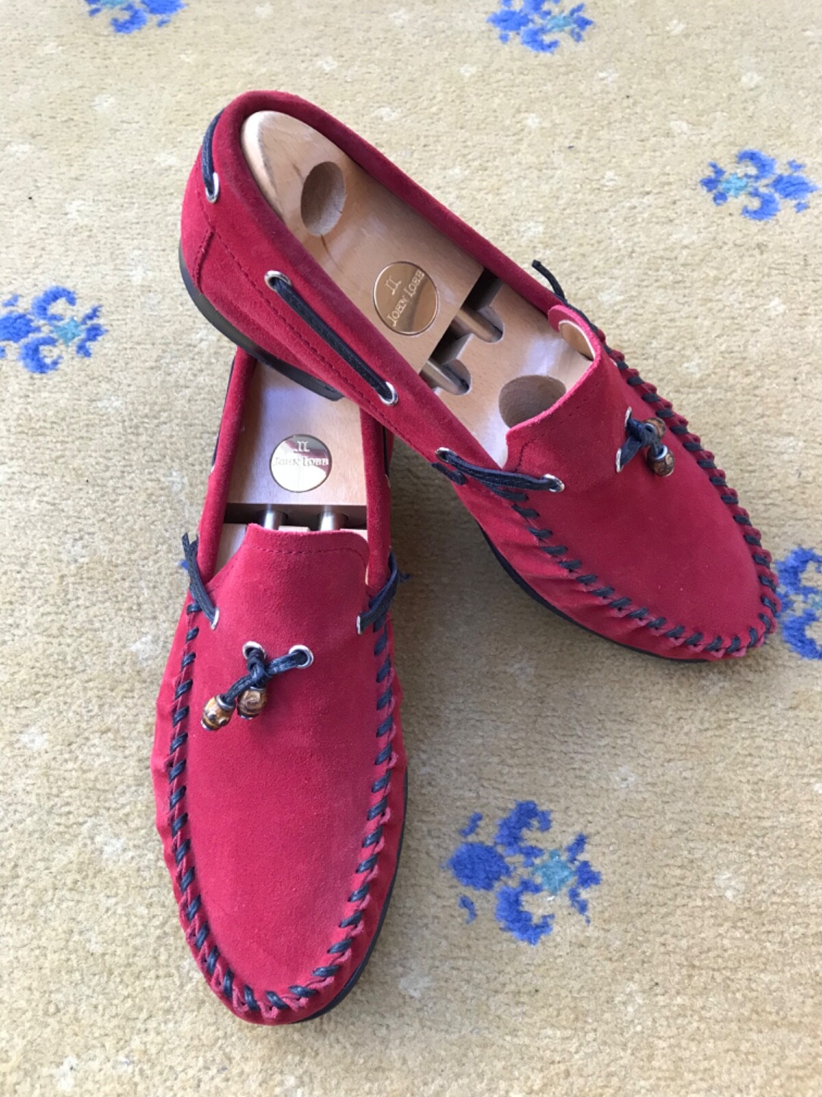Gucci Loafers Suede Shoes Red Bamboo Tassel Moccasin Mens UK 8.5 US 9.5 EU 42.5 thumbnail 5