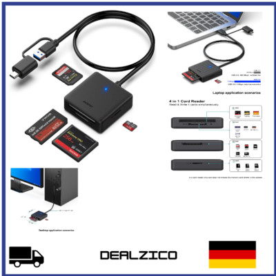 BENFEI 4-in-1 USB-C SD Micro CF Card Reader Adapter