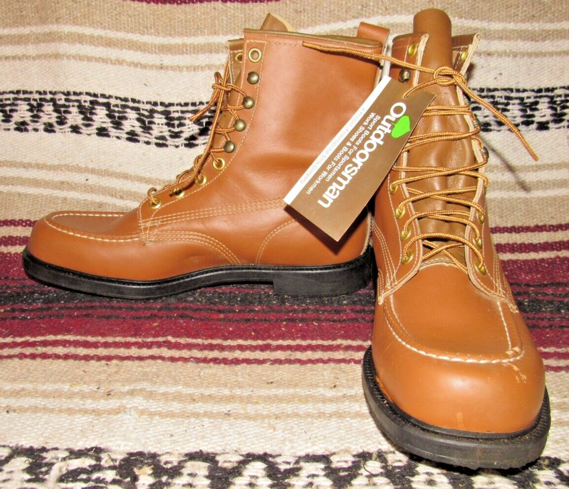 Mens Vintage Outdoorsman Lace Up Brown Leather Work Boots 13 D NEW 
