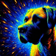 Digital Image Picture Photo Wallpaper Background Desktop AI Art Neon Dog 03