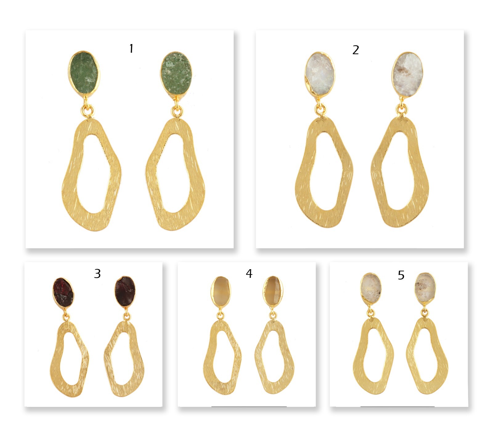 Raw Birthstone Matte Gold Plated Stud Earrings for Stunning Statement Style-image