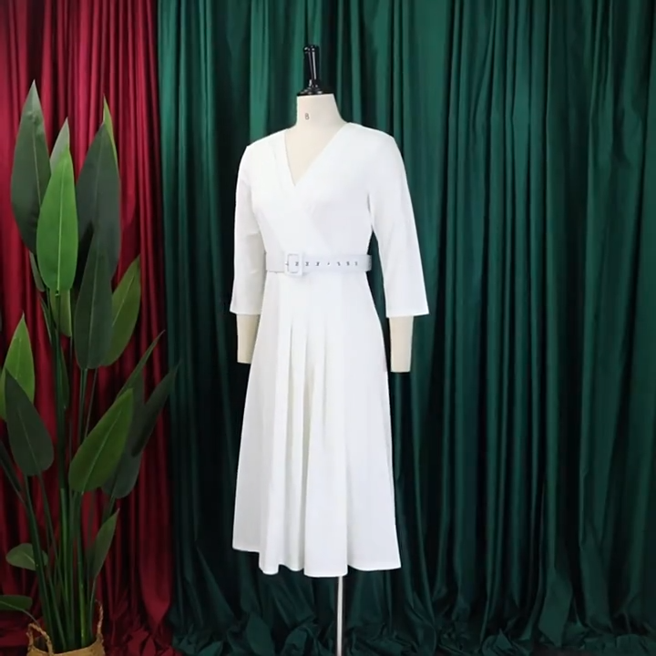 Elegant Pleated Midi Dress Formal Business Work Dress,Fall Dresses for Women  | eBay
