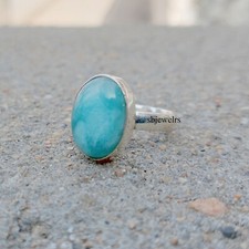Amazing Larimar Gemstone 925 Sterling Silver Handmade Ring Valentine Day A-26