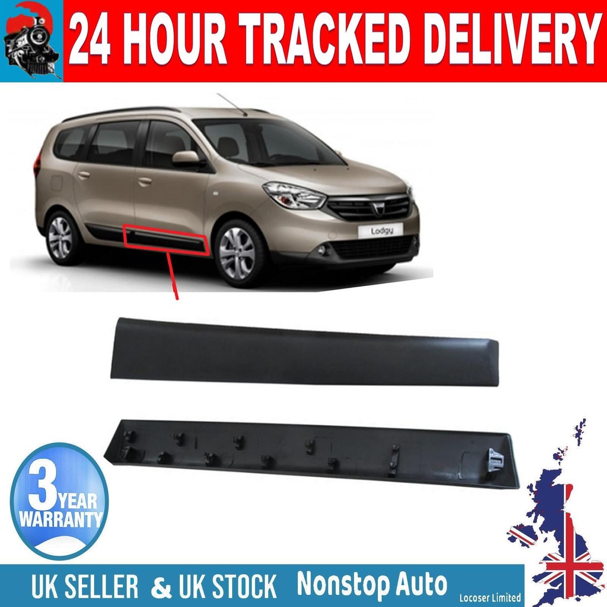 Modanatura Laterale Posteriore Destra Per Renault Lodgy (2012-) - Numero OEM 828762880R, Nero - Foto 8