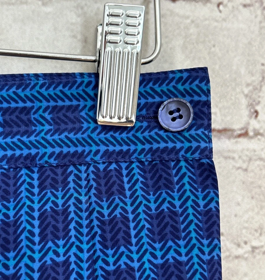 Falda midi plisada 100 % seda vintage colección Liz Claiborne estampado azul talla 8 Foto 3 de 4