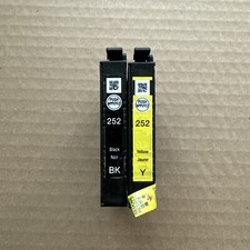 2 Pack Epson 252 Ink Cartridge Black Yellow OEM Open Box 252 WF 3640 3620 7110