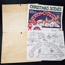 2 Christmas Scenes Wood Painting Kits Craft Decor Santa Merry Country Napier