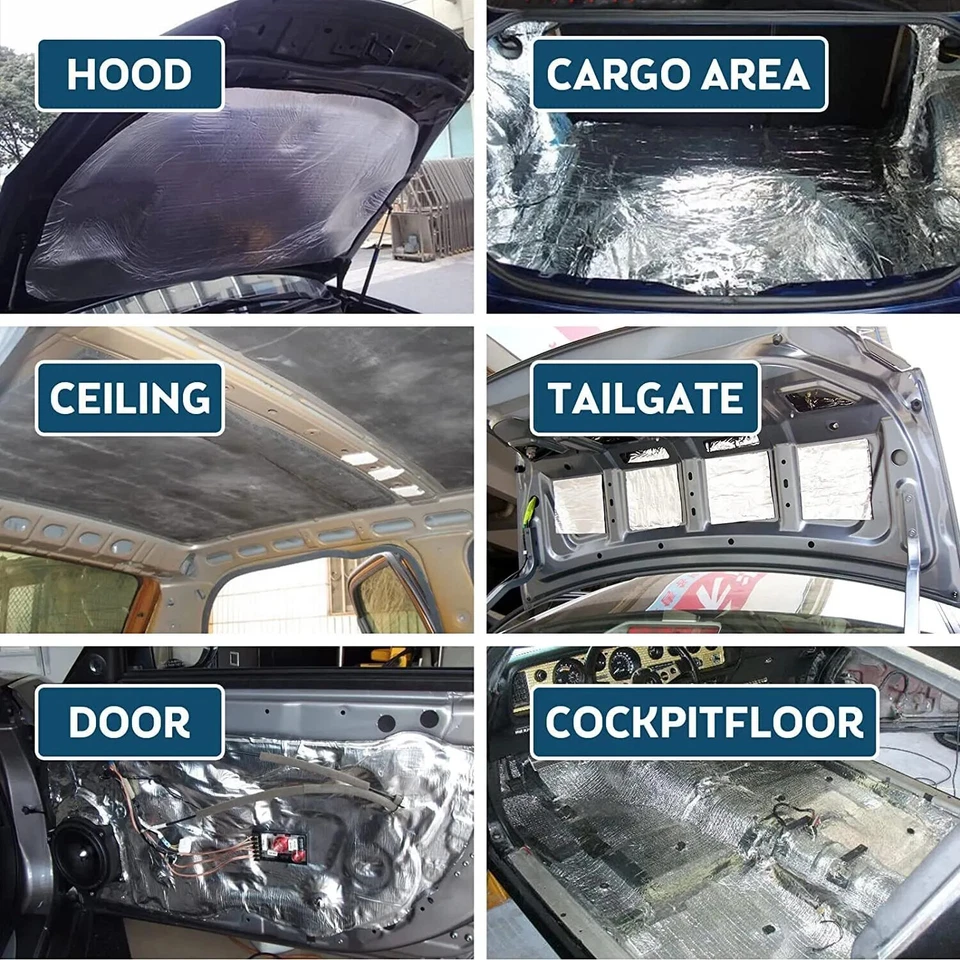 Amortiguador de sonido capó coche camiones motor aislamiento térmico alfombrilla protección térmica espuma Foto 4 de 4