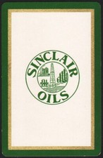 Vintage single playing card SINCLAIR OILS green border oil derrick and refinery