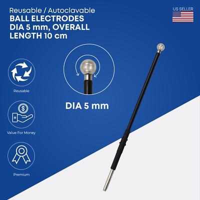 Reusable Ball Electrode Length 4'' Electrosurgical Diathermy Electrodes