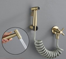 Brushed Gold Portable Bidet Sprayer Stainless Steel Toilet Bidet Angle Valve Set