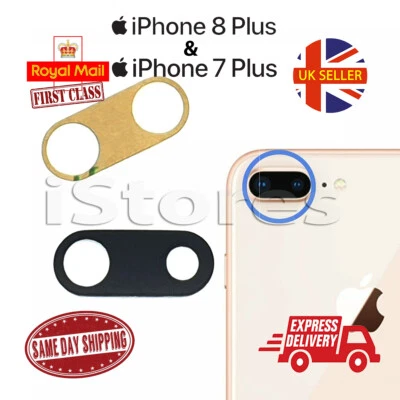iPhone 7 plus & 8 Plus Replacement Rear Back GLASS Camera Lens Cover + Adhesive