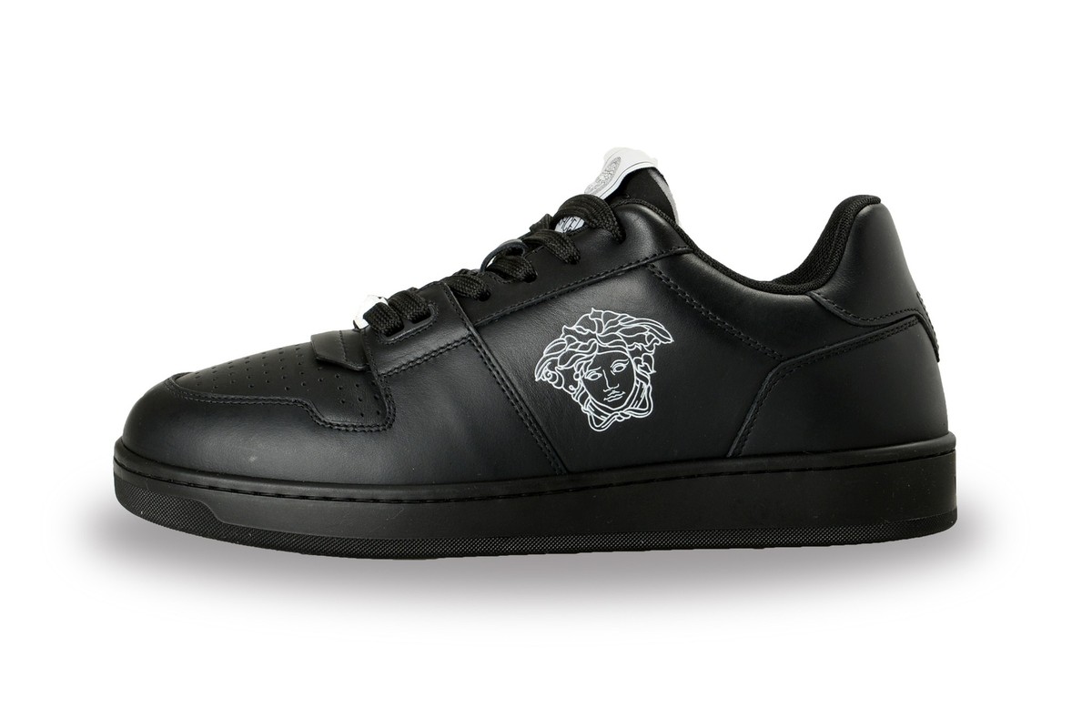 スニーカー VERSACE Men Sneakers 78YA3SC2ZSC54G89 Black Versace Men's Medusa Logo Black Leather Sneakers Shoes US 11