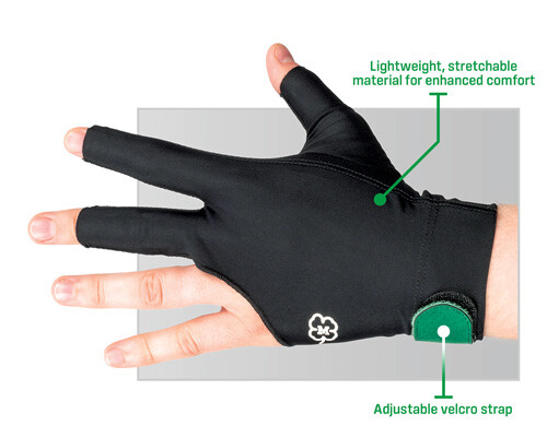 McDermott Pool/Billiard Glove - Left Or Right Hand, Black With Clover Logo, Smooth Stroke