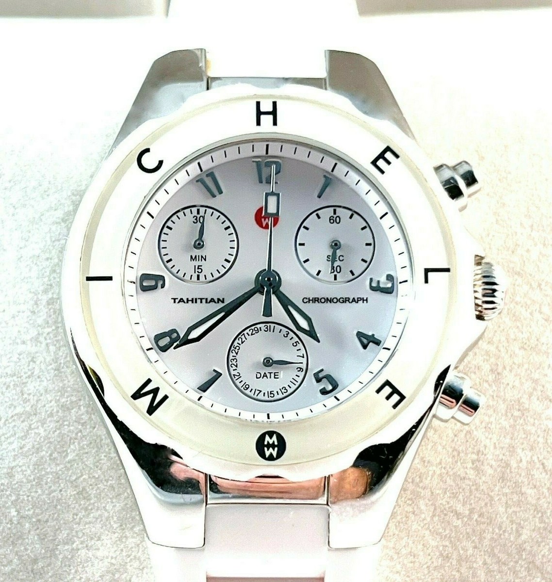 Michele Tahitian Jelly Bean White Rubber Ladies Watch 