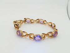 18k Solid Gold Bracelet Amethyst Antique Jewelry Bracelets Texas Size 7.25 B019