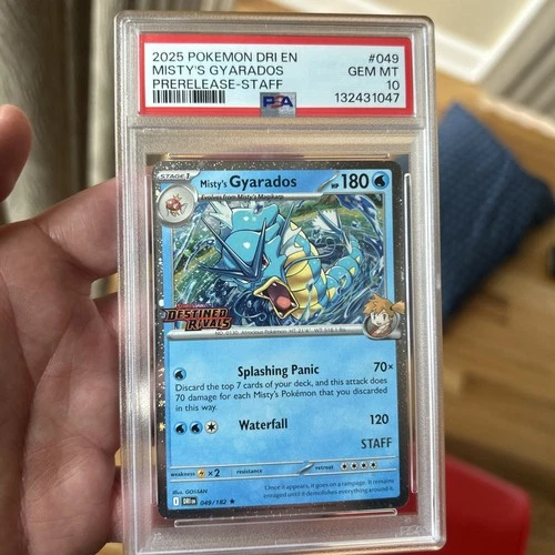 MISTY'S GYARADOS PSA 10 2025 POKEMON DESTINED RIVALS #049/182 STAFF PROMOS 2571