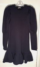 ulla johnson Talis dress Midnight Blue Long Sleeve Puff Shoulder Knit Size S