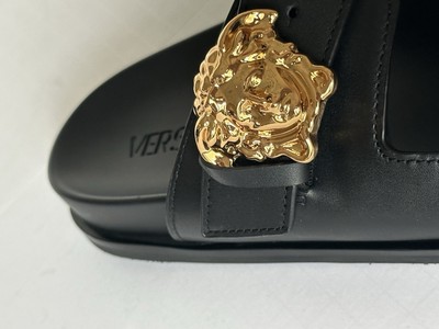Versace Medusa Black Leather Slides Sandals 10 US (43 Euro) 1020767 NIB Versace Medusa Black Leather Slides Sandals 9 US (42 Euro  main image 3