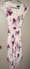 Lulus XS Regular Ivory Floral V-Neck Wrap Hi-Low Midi Dress RD4316 EUC