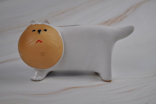 Vintage Cat Bank Ceramic White Otagiri MCM 7” made in Japan