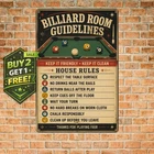 Retro Billiards Rules Poster Vintage Metal Tin Sign 8x12