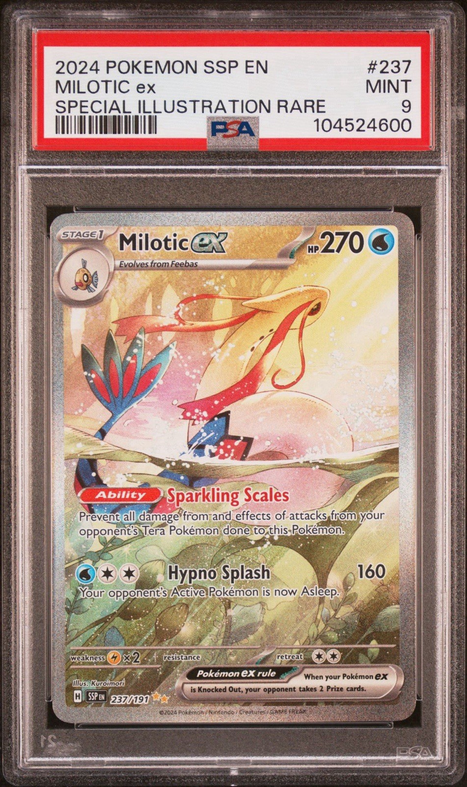 2024 POKEMON SSP EN-SURGING SPARKS SPECIAL ILLUSTRATION RARE MILOTIC EX PSA 9