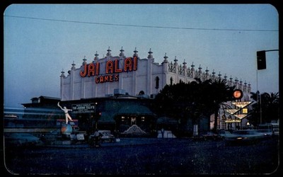Jai Alai Games Tijuana Mexico Neon Sign Twilight View Baja California Postcard