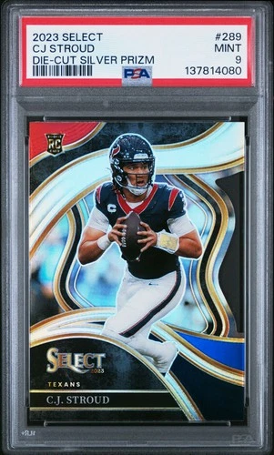 2023 PANINI SELECT DIE-CUT SILVER PRIZM #289 CJ STROUD ROOKIE RC PSA 9