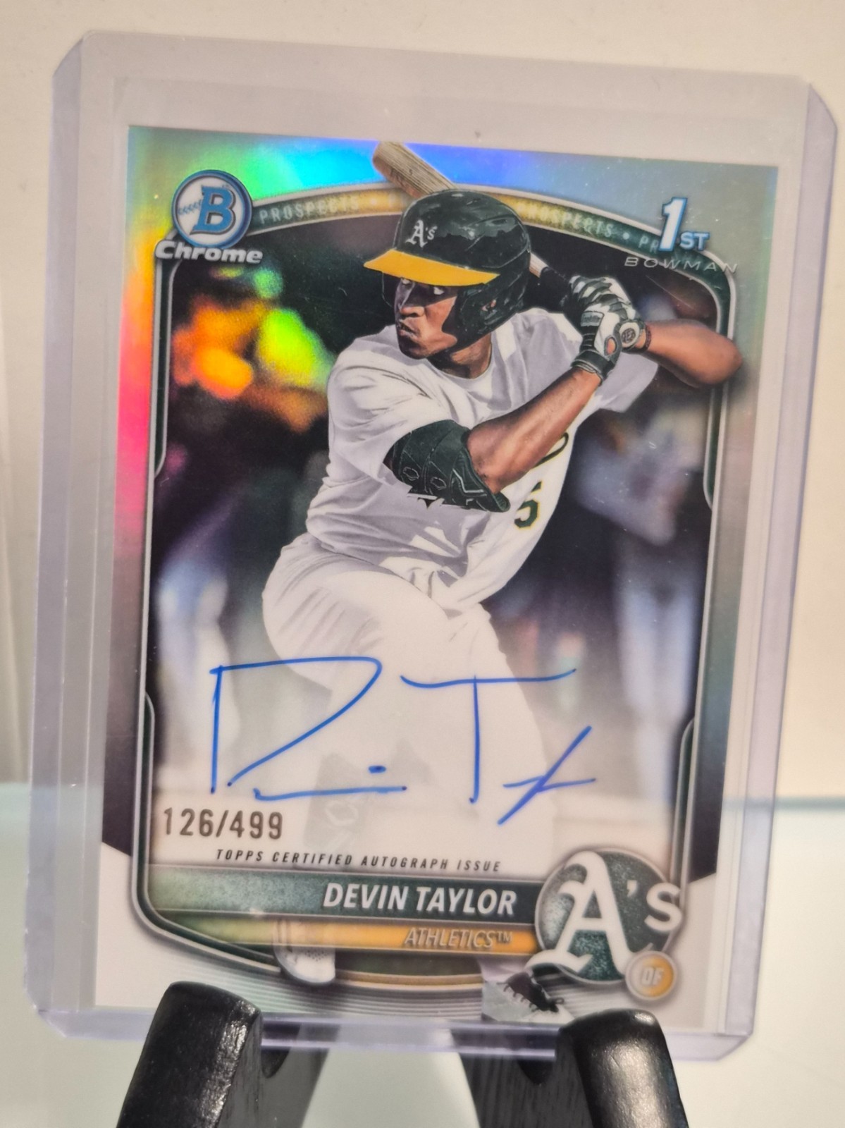 2025 Bowman Draft Devin Taylor Chrome Auto Refractor 1st #/499 Athletics