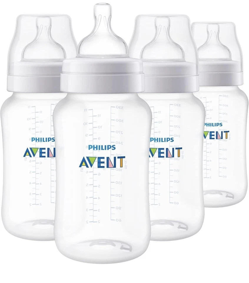 Philips 4pk Clear 11oz Anti-Colic Baby Bottles with 3m+ Flow Nipples SCY106/04 - Image 2 of 4