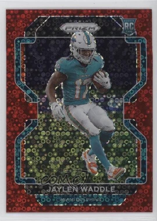 2021 Panini Prizm No Huddle Red 26/50 Jaylen Waddle #338 Rookie RC 3h1