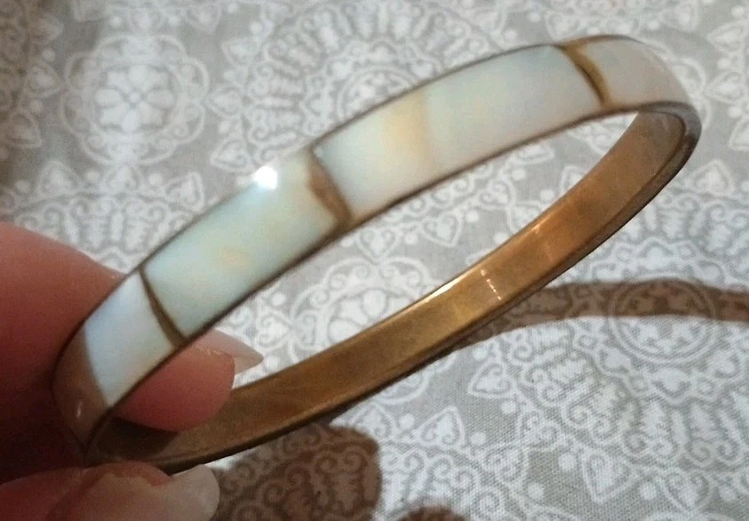 复古女士珍珠母小手腕 2 1/2 英寸内尺寸  — 第 3/4 张图片