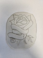 1980's Vintage Tattoo Flash Acetate 3x4 Rose Banner