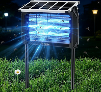 Mückenvernichter solarbetrieben, 4000V / 15W, UV-Fliegenfalle, wasserdicht IPX5