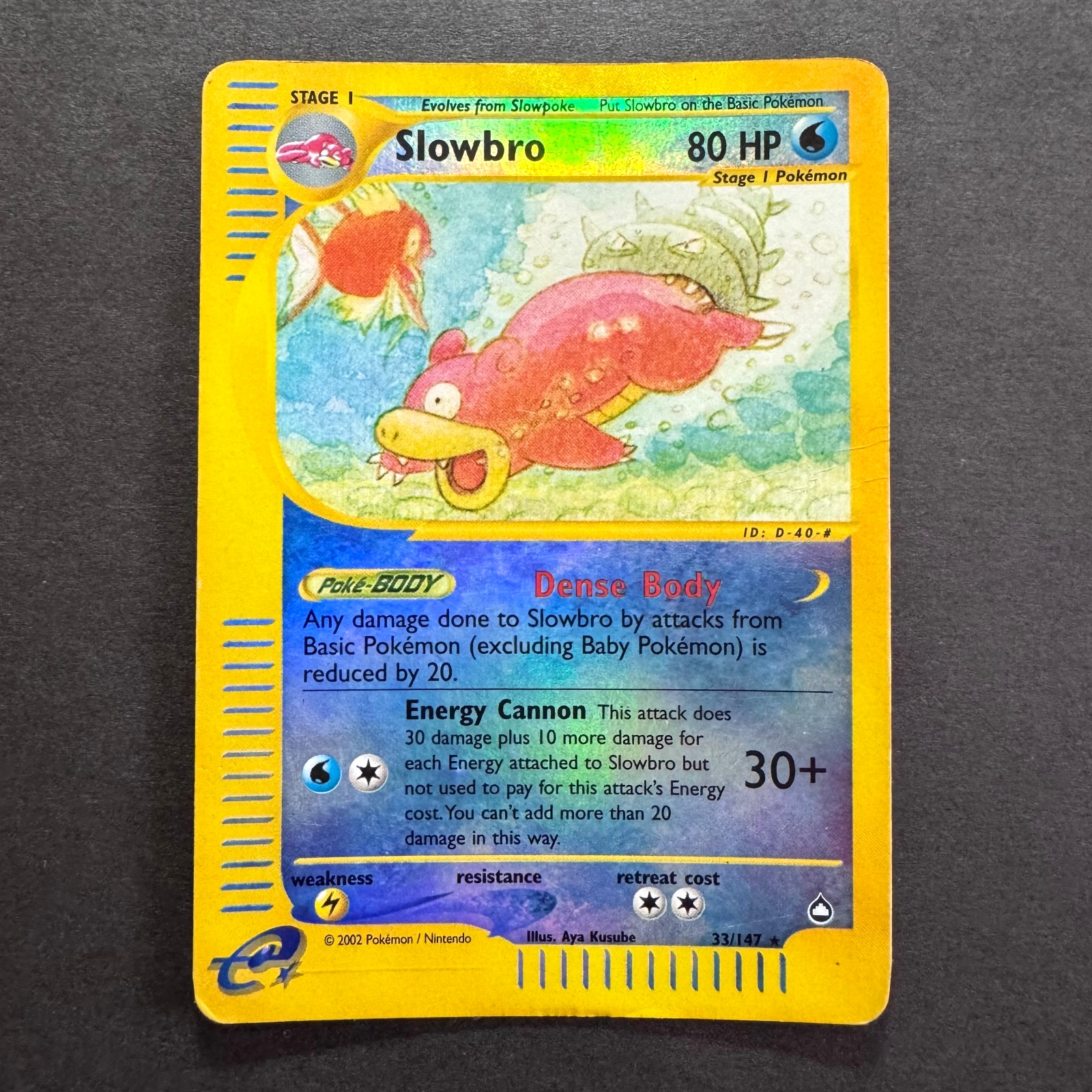 SLOWBRO HOLO REVERSE #33/147 Rare Eng Aquapolis E-Series 2002 - Pokemon Card
