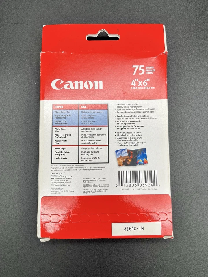 Canon Photo Paper Pro 4x6” Glossy 75 Sheets 245gsm High Quality 88 Brightness - Image 2 of 4