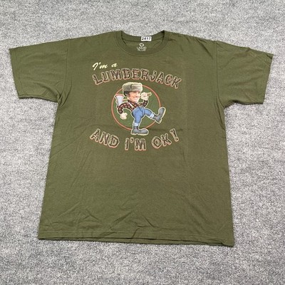 Liquid-Blue Funny Monty Python Lumberjack Shirt XL 23x29 Green