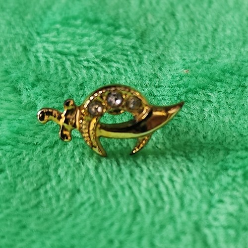 Vintage Tiny SHRINERS Sword & Crescent Tieback PIN Freemasonry antique - b1221