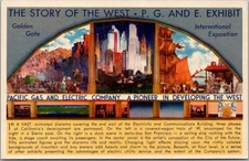 1939 GGIE EXPO San Francisco Postcard PG&E Company / "Story of the West" Mural