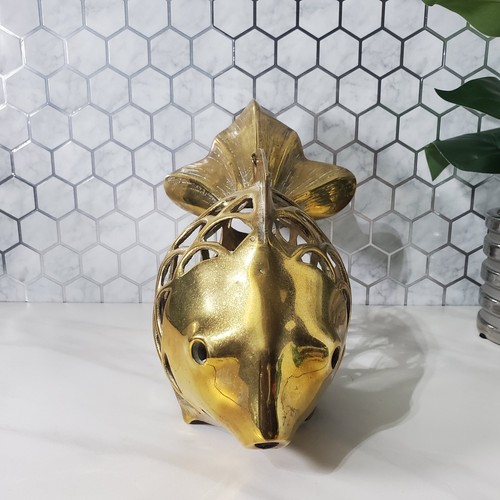 Vintage Brass Hanging Koi Fish Candle Hanging Lantern - Picture 9 of 13