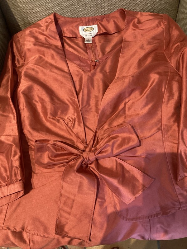 Talbots Womens Pink Silk Dress Jacket 2pc Set Elegant Mother of Bride Wedding 10