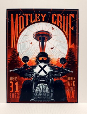 Motley Crue SEATTLE Poster 8/31/ 2022 Stadium Tour 13 x 17
