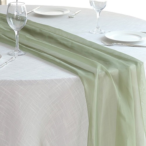 DUSTY SAGE 72" Premium Chiffon Table Top Runner Party Wedding Linen Event - Picture 2 of 8
