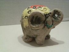 Vintage Miniature Bisque & Enamel Elephant Figurine N H Hampton Beach 1969  